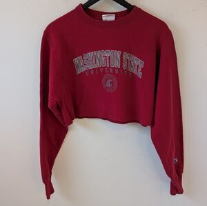 VTG Champion Reverse Weave Washington State Cropped Crewneck Sweatshirt